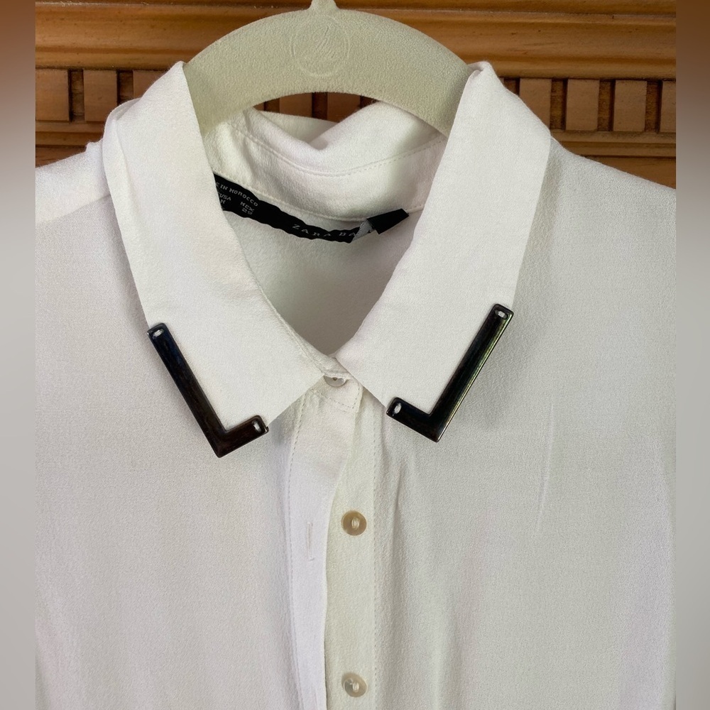 Zara Basic White Ivory Sleeveless Button Down W/ … - image 4